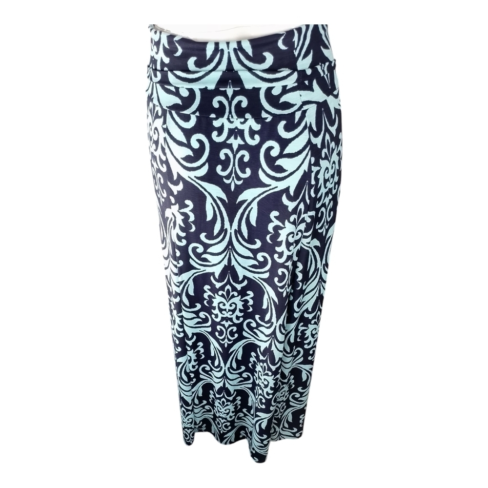 Emerald Blue and White Patterned Skirt Size 1X